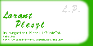 lorant pleszl business card